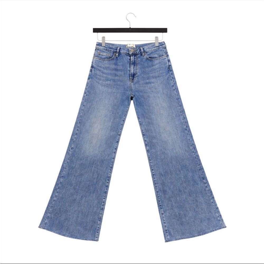 7 For All Mankind 29x28 Ultra HR Jo Wide Leg Stretch Denim Jeans EUC - Picture 2 of 11